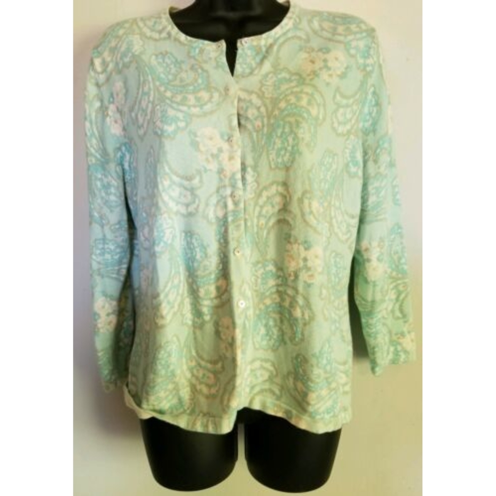 Cherokee Womens Cardigan Sweater Size M Blu/ White